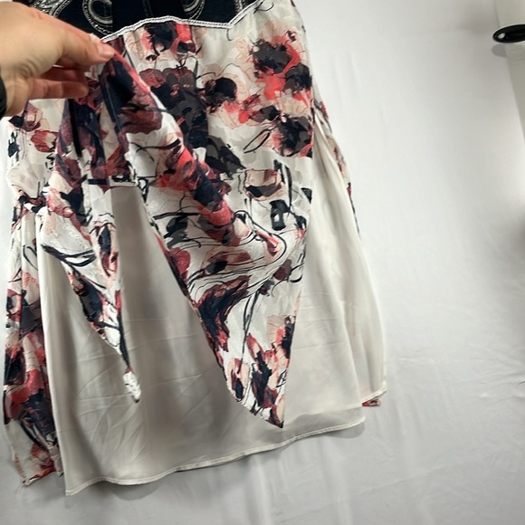 Unbranded Coastal Cowgirl Denim Waist w/ Floral Flared Maxi Skirt - Picture 12 of 12